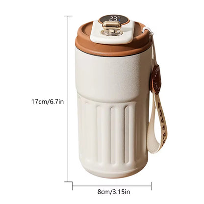 LED Temperature Display Thermos! (cream)